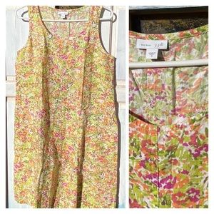 Linen J Jill Love Linen M Tank style A-line Dress in small floral with pockets